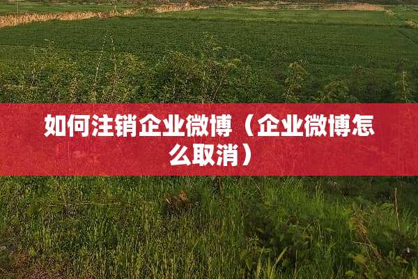 如何注销企业微博（企业微博怎么取消）