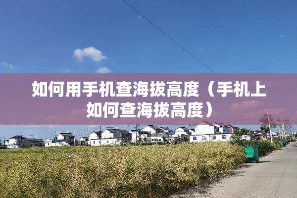 如何用手机查海拔高度（手机上如何查海拔高度）