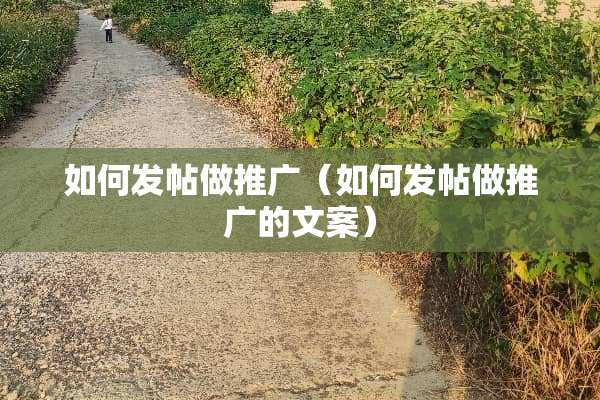 如何发帖做推广（如何发帖做推广的文案）