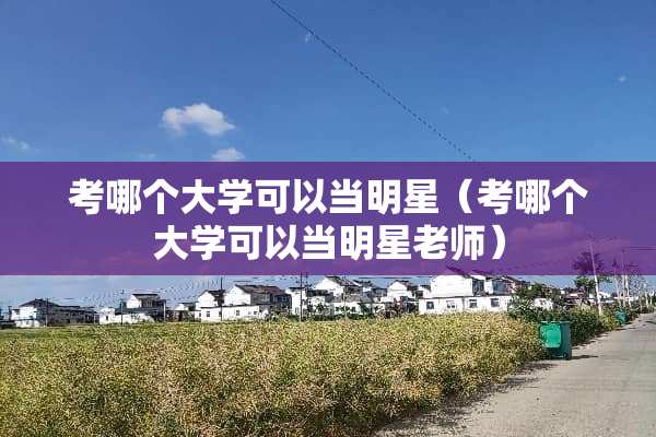 考哪个大学可以当明星（考哪个大学可以当明星老师）