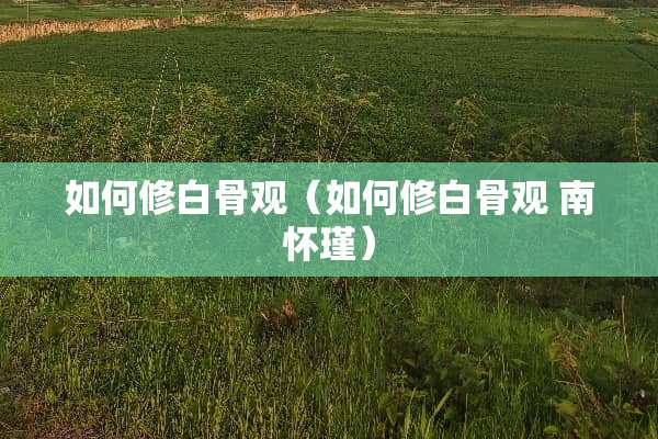 如何修白骨观（如何修白骨观 南怀瑾）