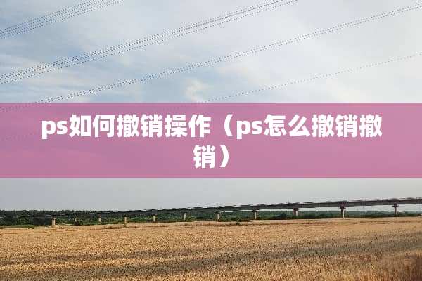ps如何撤销操作（ps怎么撤销撤销）