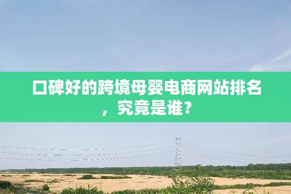 口碑好的跨境母婴电商网站排名，究竟是谁？