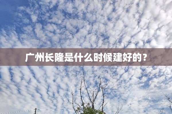 广州长隆是什么时候建好的？