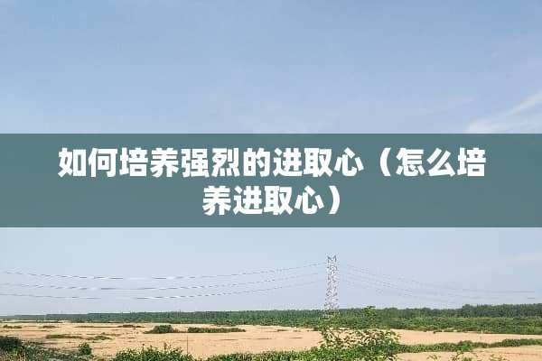 如何培养强烈的进取心（怎么培养进取心）