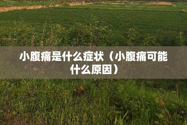 小腹痛是什么症状（小腹痛可能什么原因）