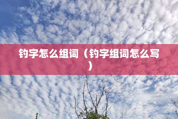 钓字怎么组词（钓字组词怎么写）