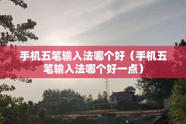 手机五笔输入法哪个好（手机五笔输入法哪个好一点）