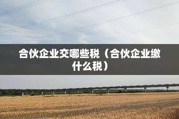 合伙企业交哪些税（合伙企业缴什么税）