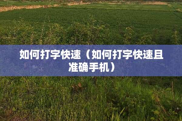 如何打字快速（如何打字快速且准确手机）