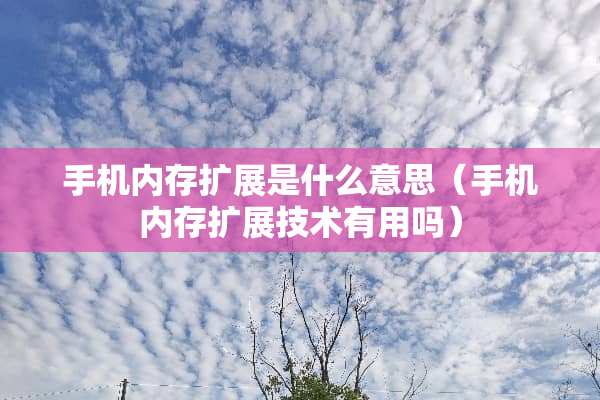 手机内存扩展是什么意思（手机内存扩展技术有用吗）