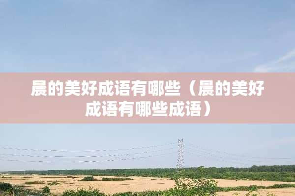 晨的美好成语有哪些（晨的美好成语有哪些成语）