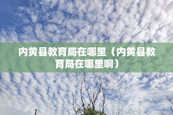 内黄县教育局在哪里（内黄县教育局在哪里啊）