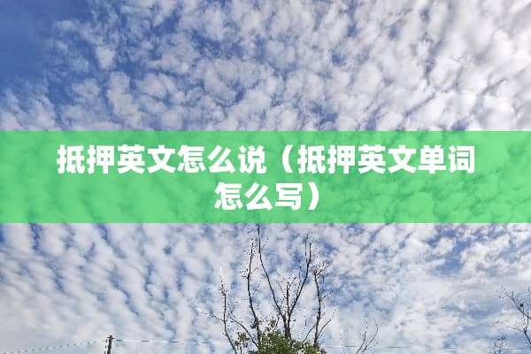 抵押英文怎么说（抵押英文单词怎么写）