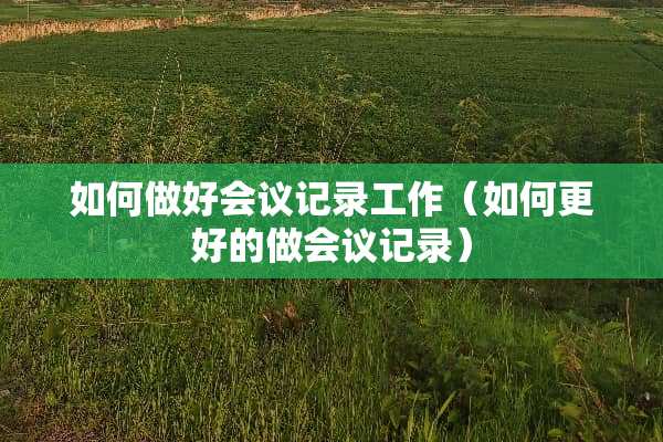 如何做好会议记录工作（如何更好的做会议记录）