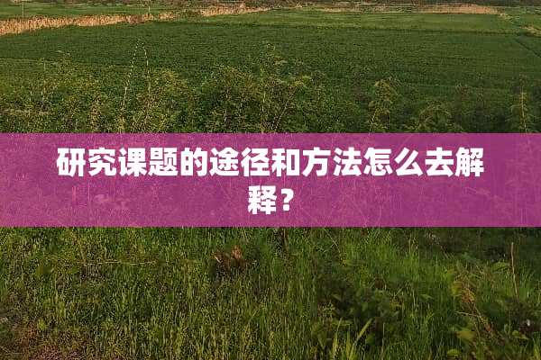 研究课题的途径和方法怎么去解释？