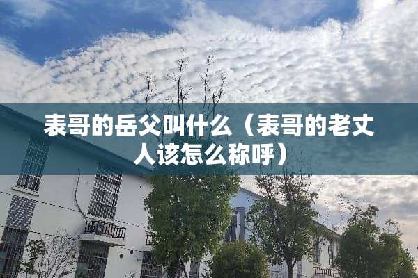 表哥的岳父叫什么（表哥的老丈人该怎么称呼）