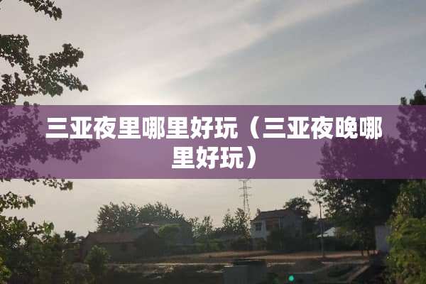 三亚夜里哪里好玩（三亚夜晚哪里好玩）