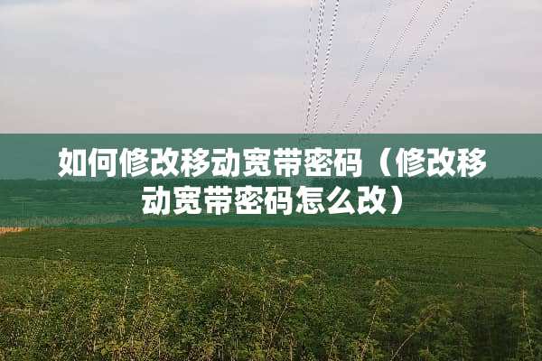 如何修改移动宽带密码（修改移动宽带密码怎么改）