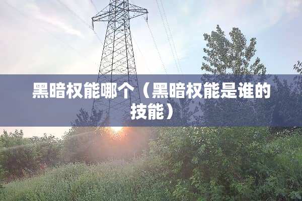 黑暗权能哪个（黑暗权能是谁的技能）