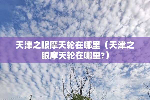 天津之眼摩天轮在哪里（天津之眼摩天轮在哪里?）