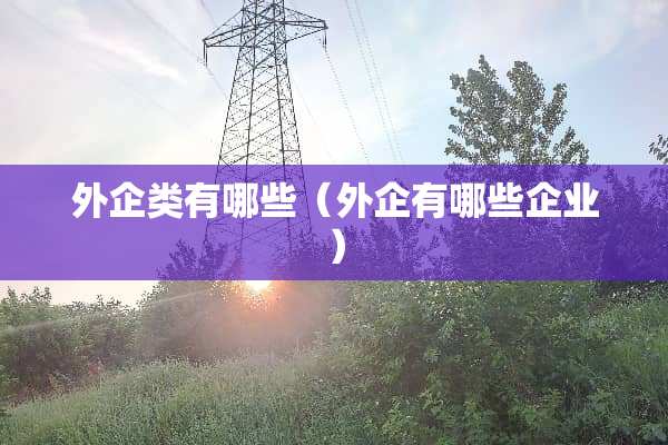外企类有哪些（外企有哪些企业）
