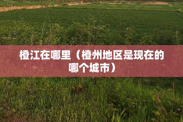 橙江在哪里（橙州地区是现在的哪个城市）