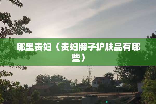 哪里贵妇（贵妇牌子护肤品有哪些）