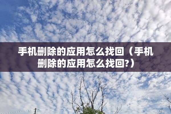 手机删除的应用怎么找回（手机删除的应用怎么找回?）