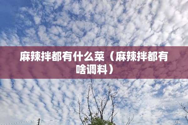 麻辣拌都有什么菜（麻辣拌都有啥调料）