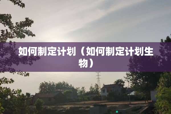 如何制定计划（如何制定计划生物）