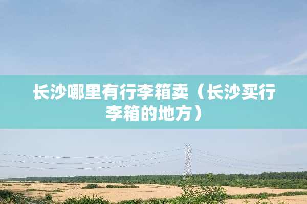长沙哪里有行李箱卖（长沙买行李箱的地方）