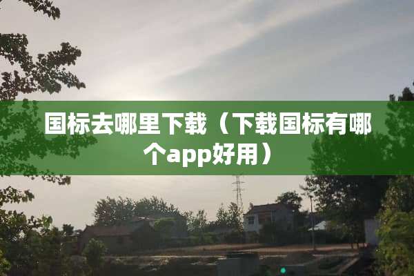 国标去哪里下载（下载国标有哪个app好用）