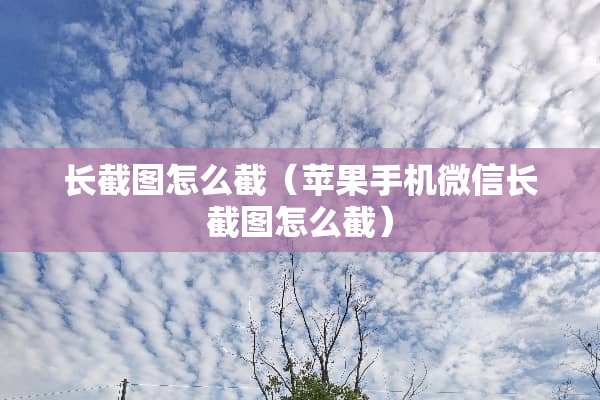长截图怎么截（苹果手机微信长截图怎么截）