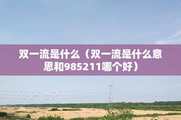 双一流是什么（双一流是什么意思和985211哪个好）