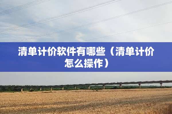 清单计价软件有哪些（清单计价怎么操作）
