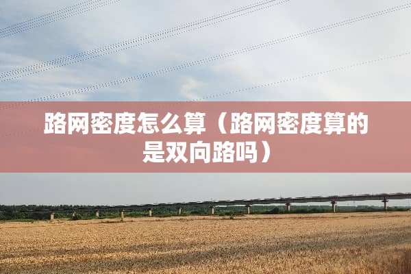 路网密度怎么算（路网密度算的是双向路吗）