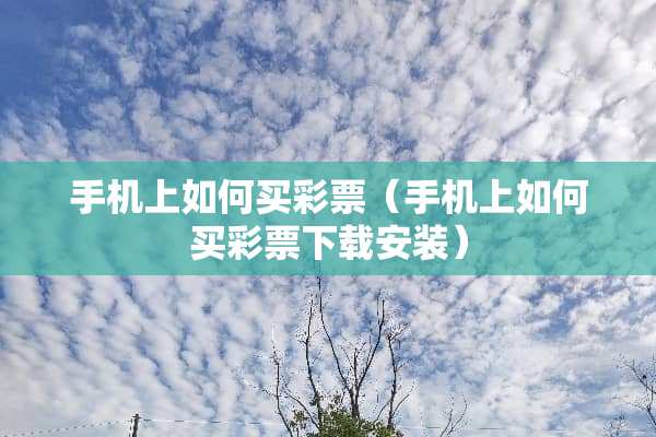 手机上如何买**（手机上如何买**下载安装）