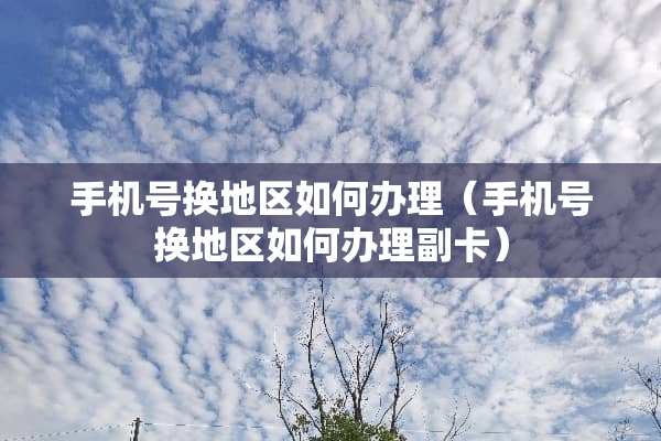 手机号换地区如何办理（手机号换地区如何办理副卡）