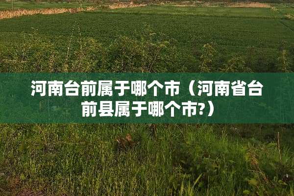河南台前属于哪个市（河南省台前县属于哪个市?）