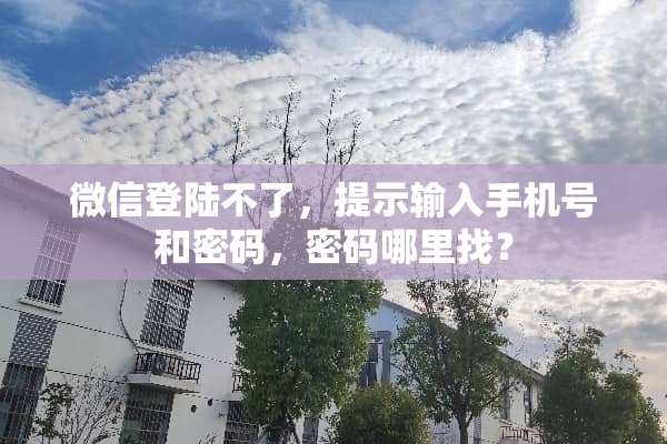 微信**不了，提示输入手机号和密码，密码***？