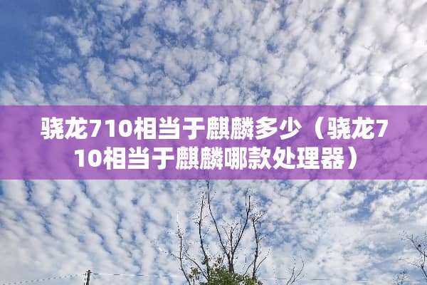骁龙710相当于麒麟多少（骁龙710相当于麒麟哪款处理器）