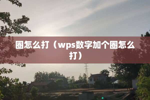 圈怎么打（wps数字加个圈怎么打）