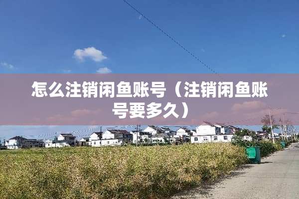 怎么注销闲鱼账号（注销闲鱼账号要多久）