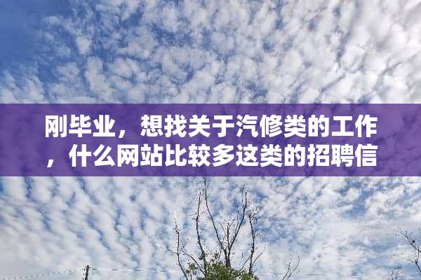 刚毕业，想找关于汽修类的工作，什么网站比较多这类的招聘信息？