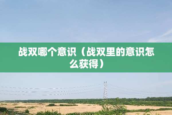 战双哪个意识（战双里的意识怎么获得）