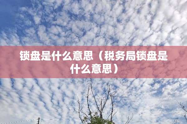 锁盘是什么意思（税务局锁盘是什么意思）