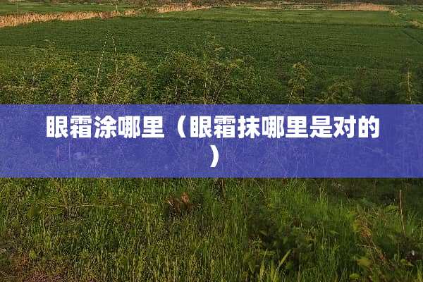 眼霜涂哪里（眼霜抹哪里是对的）