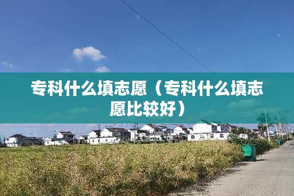 专科什么填志愿（专科什么填志愿比较好）