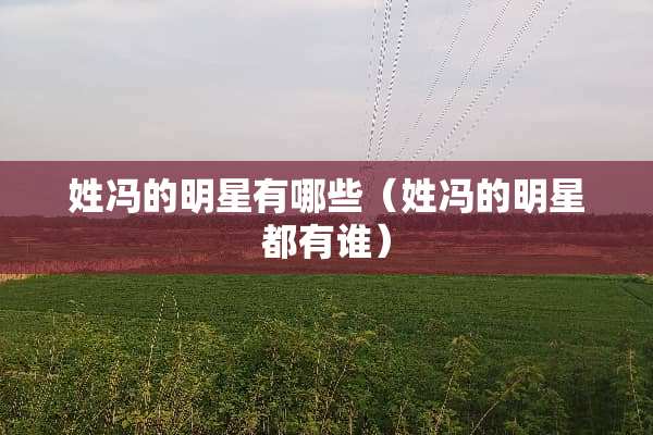 姓冯的明星有哪些（姓冯的明星都有谁）